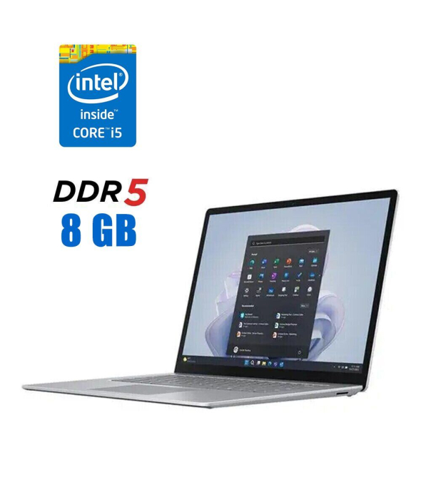 Новий ультрабук Microsoft Surface Laptop 5 / 13.5&quot; (2256x1504) IPS Touch / Intel Core i5-1245u (10 (12) ядер по 3.3 - 4.4 GHz) / 8 GB DDR5 / 256 GB SSD M. 2 / Intel Iris XE Graphics / WebCam / Windows 11 Pro - 1