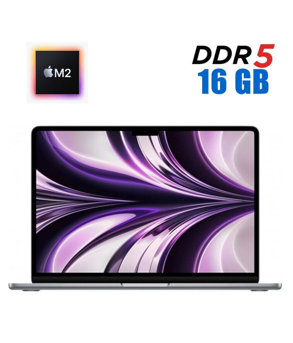 Ноутбук Apple MacBook Air 13 A2681 / 13.6&quot; (2560x1664) IPS / Apple M2 (8 ядер по 3.49 GHz) / 8 GB DDR5 / 256 GB SSD / Apple M2 Graphics / WebCam / MacOS / Midnight - 1
