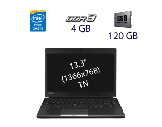 БУ Ноутбук Toshiba Portege R30-a-11j / 13.3&quot; (1366x768) TN / Intel Core i5-4300M (2 (4) ядра по 2.6 - 3.3 GHz) / 4 GB DDR3 / 120 GB SSD / DVD-RW / WebCam из Европы в Одессе
