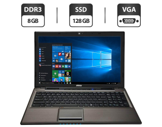 БУ Ноутбук MSI CR61 / 15.6&quot; (1600x900) TN / Intel Core i3-4100M (2 (4) ядра по 2.5 GHz) / 8 GB DDR3 / 128 GB SSD / Intel HD Graphics 4600 / WebCam / VGA / HDMI из Европы в Одесі