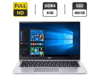 БУ Новый ультрабук Acer Swift SF314-511-360U Silver / 14&quot; (1920x1080) IPS / Intel Core i3-1115G4 (2 (4) ядра по 4.1 GHz) / 8 GB DDR4 / 480 GB SSD / Intel UHD Graphics / WebCam / HDMI / Windows 10 Home из Европы в Одесі