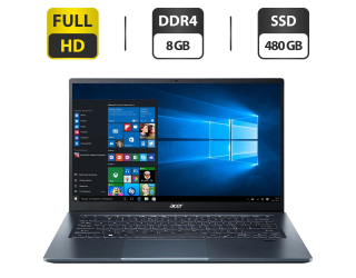 БУ Новый ультрабук Acer Swift SF314-511-360U Blue / 14&quot; (1920x1080) IPS / Intel Core i3-1115G4 (2 (4) ядра по 4.1 GHz) / 8 GB DDR4 / 480 GB SSD / Intel UHD Graphics / WebCam / HDMI / Windows 10 Home из Европы в Одесі