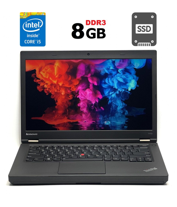 Ноутбук Lenovo ThinkPad T440p / 14&quot; (1366x768) TN / Intel Core i5-4210M (2 (4) ядра по 2.6 - 3.2 GHz) / 8 GB DDR3 / 120 GB SSD / Intel HD Graphics 4600 / WebCam / DVD-ROM / miniDP - 1