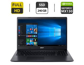 БУ Ноутбук Acer Aspire 3 A315-55KG / 15.6&quot; (1920x1080) TN / Intel Core i3-7020U (2 (4) ядра по 2.3 GHz) / 8 GB DDR4 / 240 GB SSD / nVidia GeForce MX130, 2 GB GDDR5, 64-bit / WebCam / HDMI из Европы в Одесі