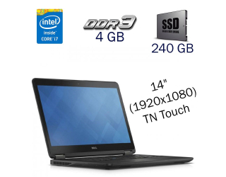 БУ Ноутбук Б класс Dell Latitude E7450 / 14&quot; (1920x1080) TN Touch / Intel Core i7-5600U (2 (4) ядра по 2.6 - 3.2 GHz) / 4 GB DDR3 / 240 GB SSD / Intel HD Graphics 5500 / WebCam  из Европы в Одессе