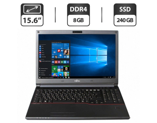 БУ Ноутбук Fujitsu LifeBook E556 / 15.6&quot; (1366x768) TN / Intel Core i5-6300U (2 (4) ядра по 2.4 - 3.0 GHz) / 8 GB DDR4 / 240 GB SSD / Intel HD Graphics 520 / VGA из Европы в Одесі