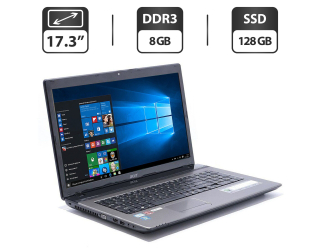 БУ Ноутбук Acer Aspire 7750G / 17.3&quot; (1366x768) TN / Intel Core i5-2410M (2 (4) ядра по 2.3 - 2.9 GHz) / 8 GB DDR3 / 128 GB SSD / Intel HD Graphics 3000 / WebCam / VGA из Европы в Одесі
