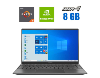 БУ Игровой ноутбук Asus ZenBook UX425UG / 14&quot; (1920x1080) IPS / AMD Ryzen 5 5500U (6 (12) ядер по 2.1 - 4.0 GHz) / 8 GB DDR4 / 256 GB SSD M.2 / nVidia GeForce MX450, 2 GB GDDR5, 64-bit / WebCam  из Европы в Одессе