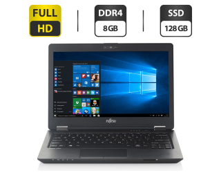 БУ Нетбук Б-класс Fujitsu LifeBook U727 / 12.5&quot; (1920x1080) IPS / Intel Core i5-7200U (2 (4) ядра по 2.5 - 3.1 GHz) / 8 GB DDR4 / 128 GB SSD / Intel HD Graphics 620 / WebCam / DisplayPort из Европы в Одесі