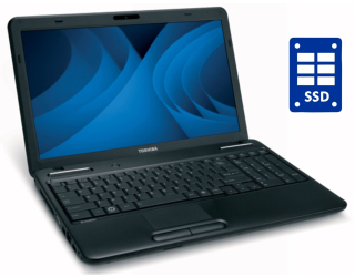 БУ Ноутбук Toshiba Satellite C655D-S5130 / 15.6&quot; (1366x768) TN / AMD E-240 (1 ядро по 1.5 GHz) / 4 GB DDR3 / 240 GB SSD / AMD Radeon HD 6310 / WebCam / DVD-ROM / Win 7 Home из Европы в Одесі