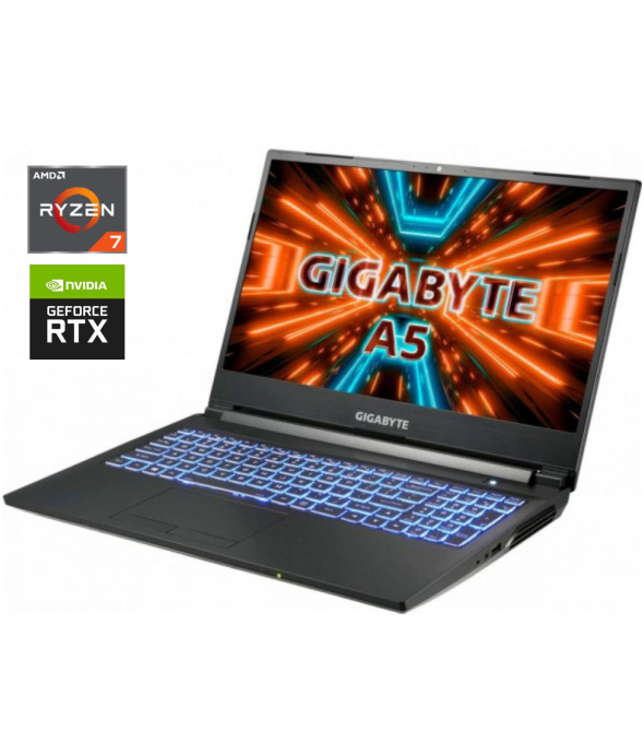 Игровой ноутбук Gigabyte A5 K1 / 15.6&quot; (1920x1080) IPS / AMD Ryzen 7 5800H (8 (16) ядер 3.2 - 4.4 GHz) / 16 GB DDR4 / 512 GB SSD + 1000 GB HDD / nVidia GeForce RTX 3070, 8 GB GDDR6, 256-bit / WebCam - 1