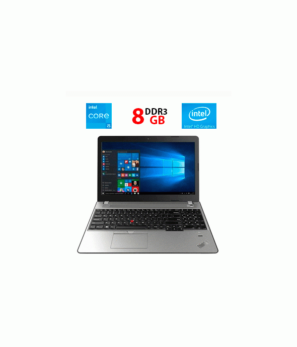 Ноутбук Lenovo ThinkPad E550 / 15.6&quot; (1366x768) TN / Intel Core i5-5200U (2 (4) ядра по 2.2 - 2.7 GHz) / 8 GB DDR3 / 256 GB SSD / Intel HD Graphics 5500 / USB 3.0 / HDMI - 1