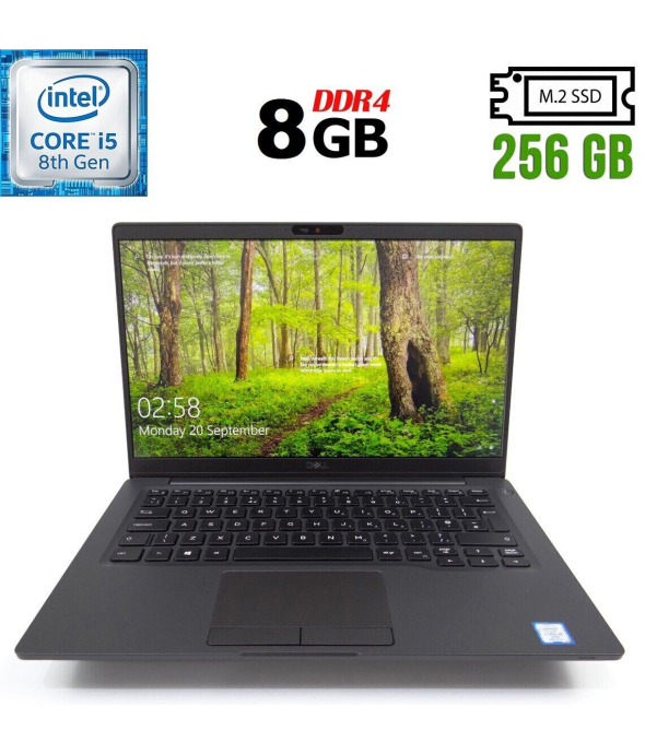 Ультрабук Б-класс Dell Latitude 7400 / 14&quot; (1366x768) TN / Intel Core i5-8265U (4 (8) ядра по 1.6 - 3.9 GHz) / 8 GB DDR4 / 256 GB SSD M.2 / Intel UHD Graphics 620 / WebCam / USB 3.1 / HDMI / Windows 10 лицензия - 1