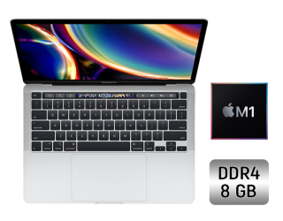 БУ Ультрабук Apple MacBook Air 13 (2020) / 13.3&quot; (2560x1600) IPS / Apple M1 (8 ядер по 3.2 GHz) / 8 GB DDR4 / 256 GB SSD / Apple M1 Graphics / WebCam / True Tone / Touch ID / Silver из Европы в Одесі