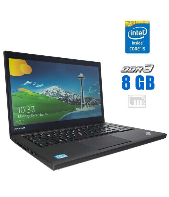 Ноутбук Lenovo ThinkPad T440s / 14&quot; (1920x1080) IPS / Intel Core i5-4300U (2 (4) ядра по 1.9 - 2.9 GHz) / 8 GB DDR3 / 120 GB SSD / Intel HD Graphics 4400 / WebCam - 1